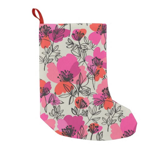 Peony Floral Vintage Seamless Pattern Small Christmas Stocking