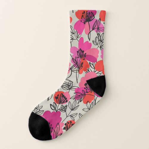 Peony Floral Vintage Seamless Pattern Socks