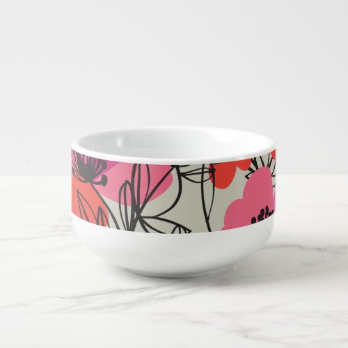 Peony Floral Vintage Seamless Pattern Soup Mug