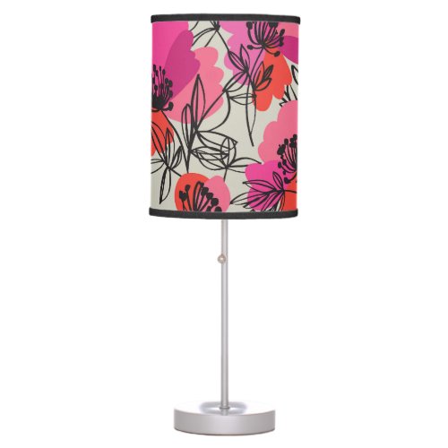 Peony Floral Vintage Seamless Pattern Table Lamp