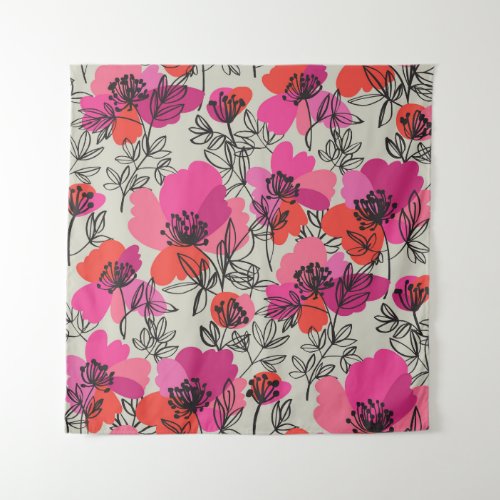 Peony Floral Vintage Seamless Pattern Tapestry