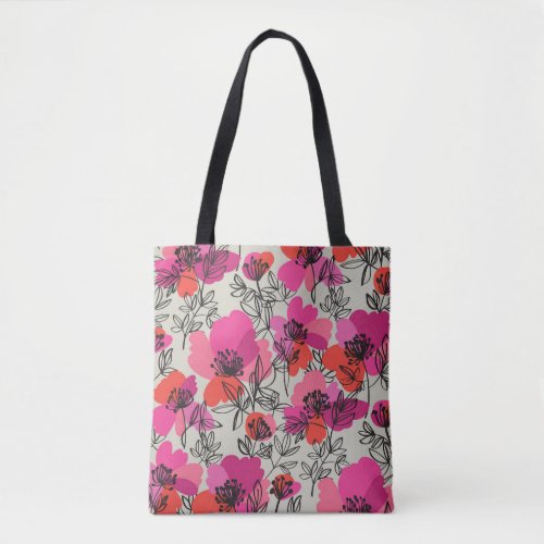 Peony Floral Vintage Seamless Pattern Tote Bag