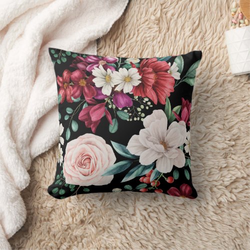 Peony Floral Watercolor Throw Pillows