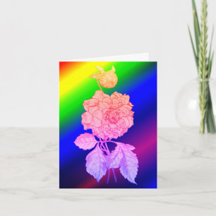 Peony Flower Art Rainbow Note Card
