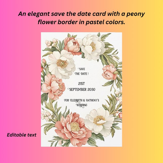 Peony flower border  save the date (Creator Uploaded)