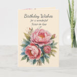 Peony Flower Bouquet Sister-in-law  Birthday Card