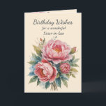 Peony Flower Bouquet Sister-in-law  Birthday Card<br><div class="desc">Peony Bouquet Flower Bouquet for your  Sister-in-law Birthday  inside verse includes May you be showered with God's love and joy on your special day and every day</div>