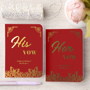 Peony flower butterfly papercut Chinese wedding Foil Vow Books