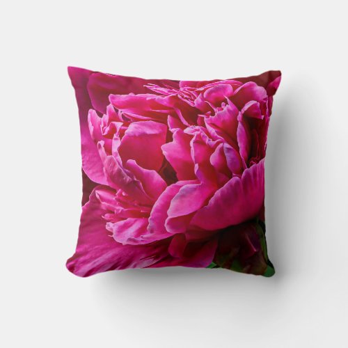 Peony Flower Deep Pink Throw Pillow 16 x 16