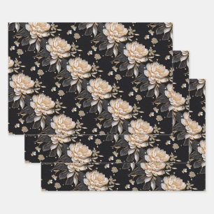 Peony flower floral pattern wedding anniversary wrapping paper sheets