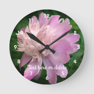 Peony Flower In Bloom Personalized Round Clock