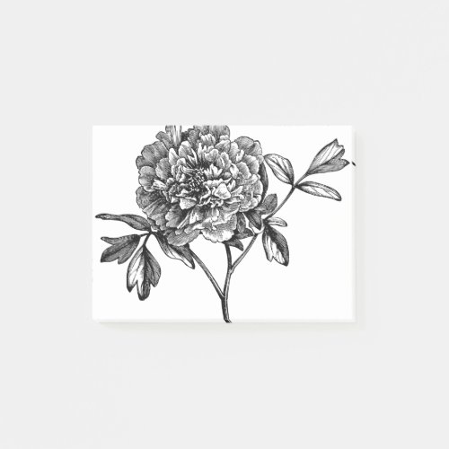 Peony Flower Line Art Floral Plant Decorative Post_it Notes