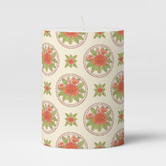 Peony flower pattern pillar candle