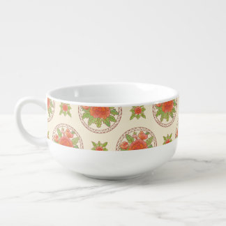 Peony flower pattern  soup mug