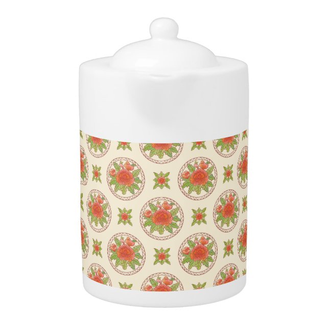 Peony flower pattern teapot (Front)