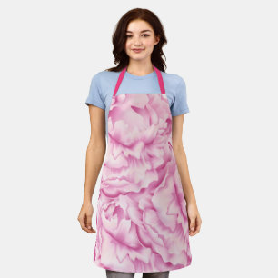 Peony flower pink petal collage pretty girls apron
