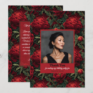 Peony Flower Summer Birthday Party  Thank You Card