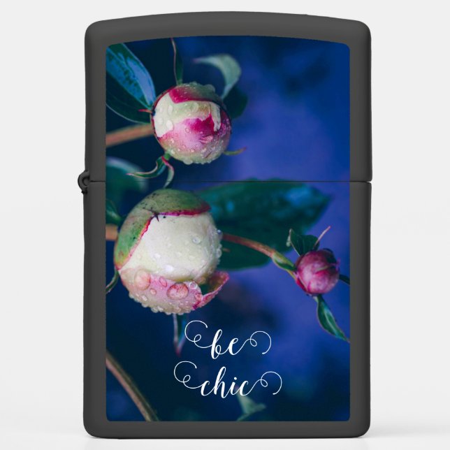 Peony flowers after rain zippo lighter (Front)