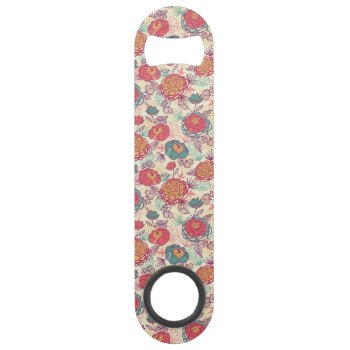 Peony Flowers And Leaves Pattern Bar Key by trendzilla at Zazzle