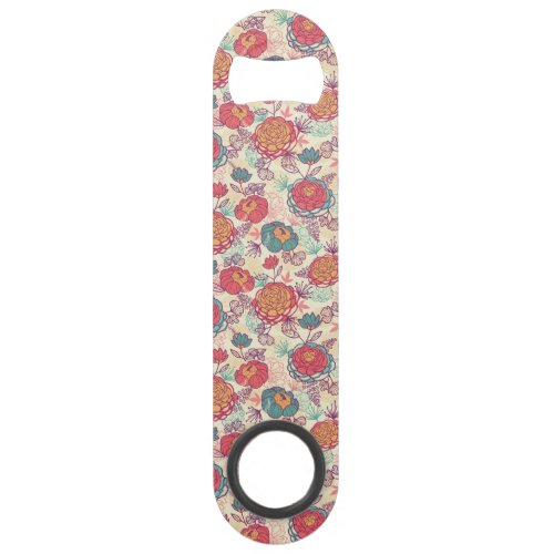 Peony flowers and leaves pattern bar key