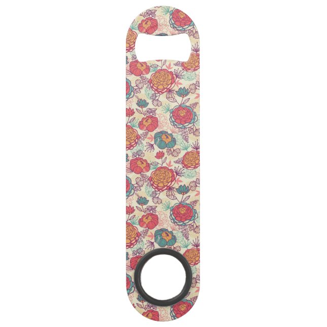 Peony flowers and leaves pattern bar key (Front)