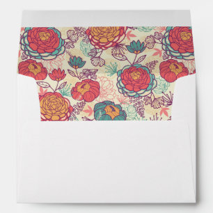 Peony flowers and leaves pattern envelope