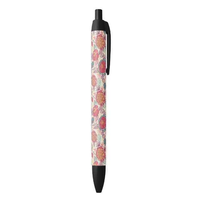 Peony flowers and leaves pattern pen (Bottom (Vertical))