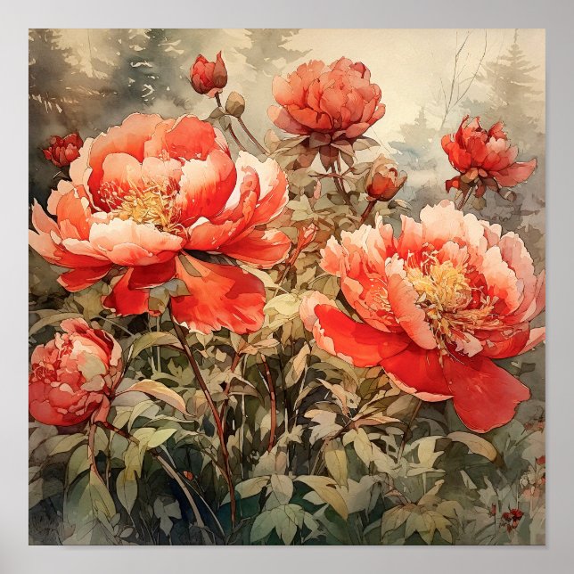 Peony Flowers Art Print  (Front)