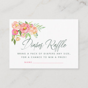 Peony flowers Baby Shower Diaper Raffle Enclosure Card