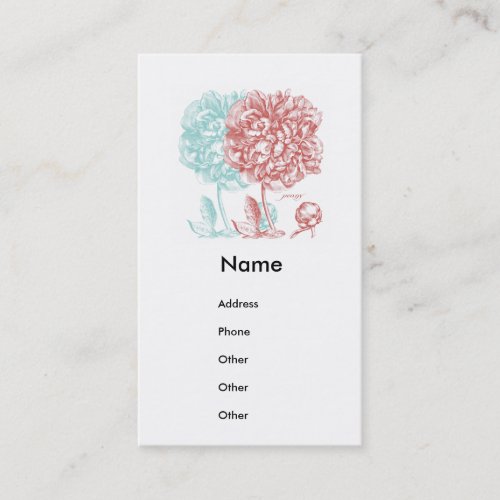 Peony Flowers Botanical Business Card Templates