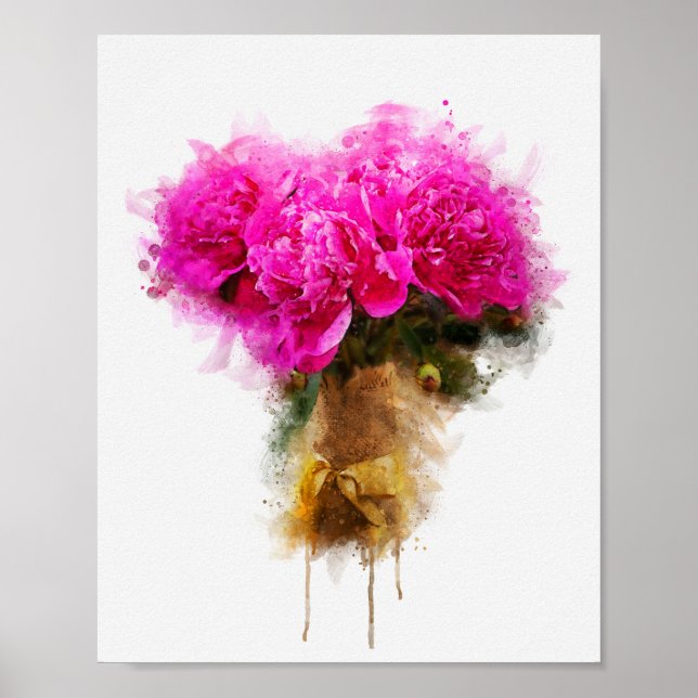 Peony flowers bouquet poster (Front)