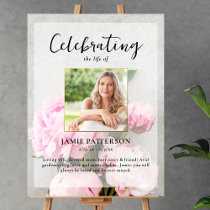 Peony Flowers Celebration of Life Photo, Funeral Poster