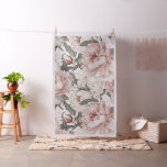 Peony Flowers in Blush, Cream and White Colors Fabric