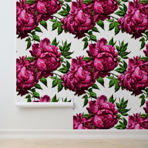 Peony flowers large wall mural country pink white wallpaper 