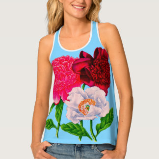 peony flowers print tank top