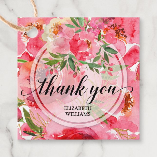 Peony Flowers Thank You Favor Tags (Front)