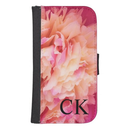 Peony Fluff Elegant Monogram Phone Wallet