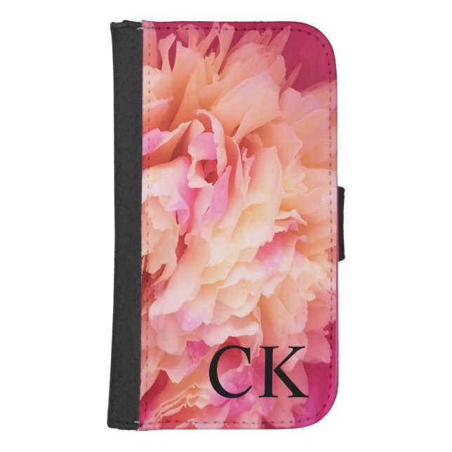 Peony Fluff Elegant Monogram Samsung Galaxy Wallet Case (Front)