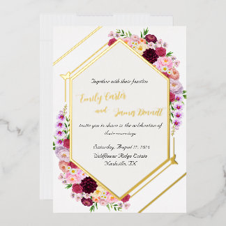 Peony Foil Wedding Invite 