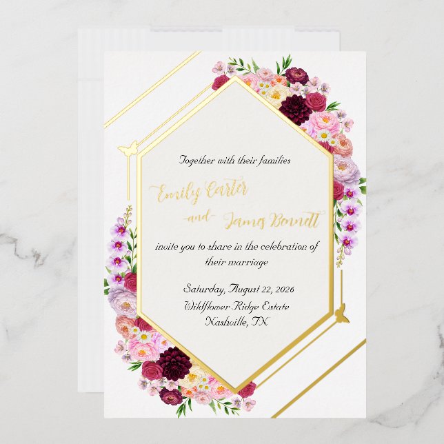 Peony Foil Wedding Invite  (Envelope)