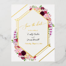  Peony Foil Wedding Save the Date