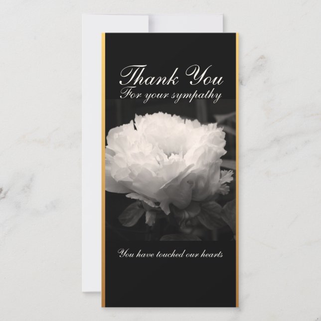 Peony Funeral Sympathy Thank You Card (Front)