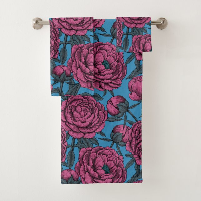 Peony garden bath towel set (Insitu)