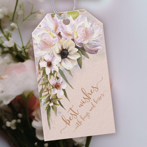 Peony Garden Best Wishes with Hugs and Kisses Gift Gift Tags