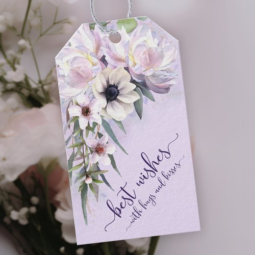 Peony Garden Best Wishes with Hugs and Kisses Gift Tags