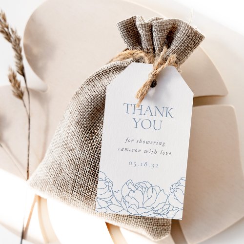 Peony Garden  Blue Floral Bridal Shower Thank You Gift Tags