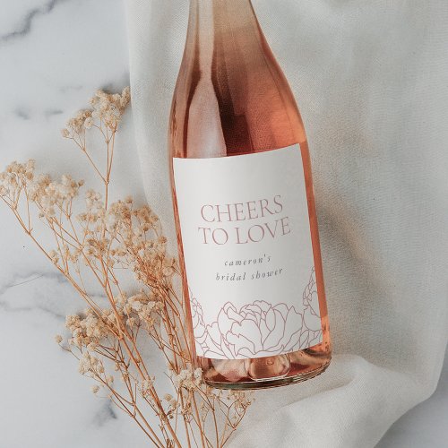 Peony Garden Bridal Shower Cheers to Love Wine Label