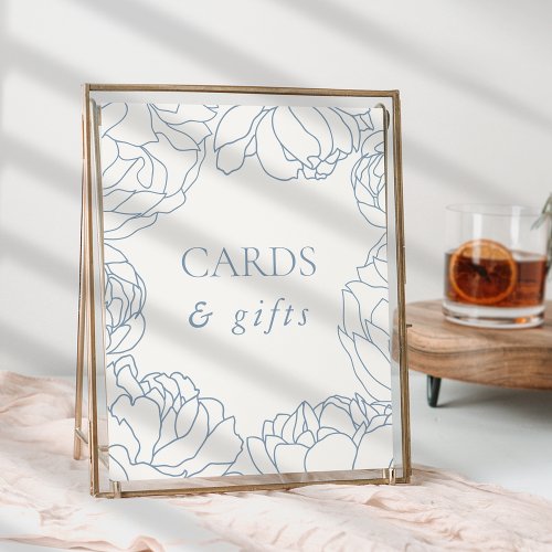 Peony Garden Dusty Blue Floral Cards  Gifts Poster