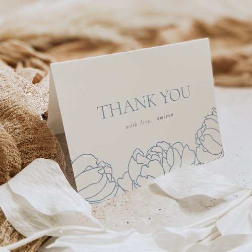 Peony Garden  Dusty Blue Floral Thank You Card