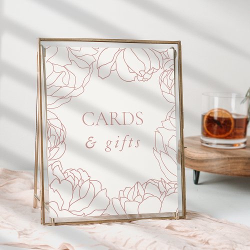 Peony Garden Dusty Rose Floral Cards  Gifts Poster